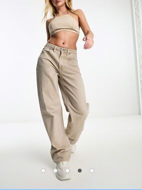 Abercrombie & Fitch curve love high rise tapered fit jean light brown Size 28L